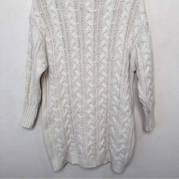 Dreamers Womens S/M Mock Neck Cable Knit  Chunky Sweater Dress Ivory Color - Picture 5 of 15